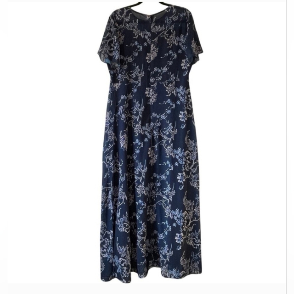 Lane Bryant Navy Floral Maxi Dress Sz XL NWT